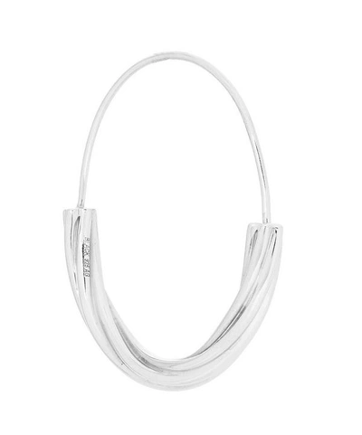 Maria Black White Rhodium-plated Tove Medium Hoop Earring In Silver