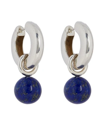 Agmes Silver Sonia Lapis Hoop Earrings