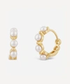 DINNY HALL 14CT GOLD SHUGA PEARL HUGGIE HOOP EARRINGS,000637657