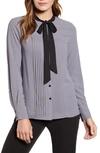 Anne Klein Tie Neck Blouse In Zinc