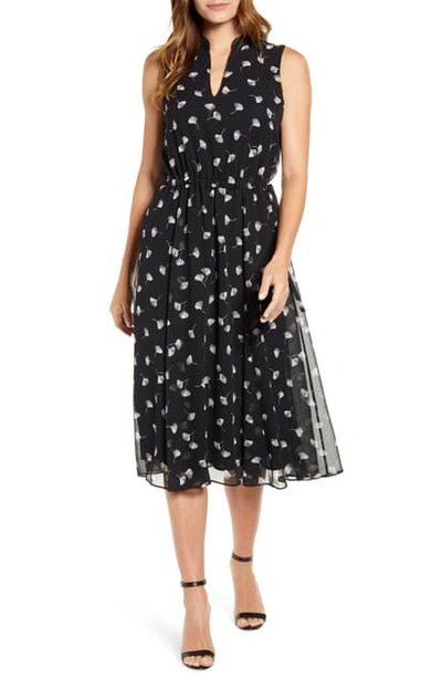 anne klein dot print midi dress Anne Klein Dot-Print Tie-Front Pleated Sleeveless Midi Dress