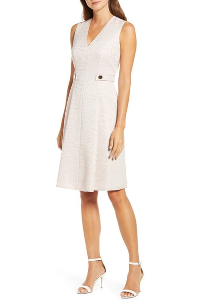 Anne Klein Croc Jacquard Fit & Flare Dress In Ballet