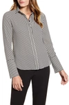 Anne Klein Plus Size Striped Slit-cuff Blouse In Anne Blk/ Anne White Combo