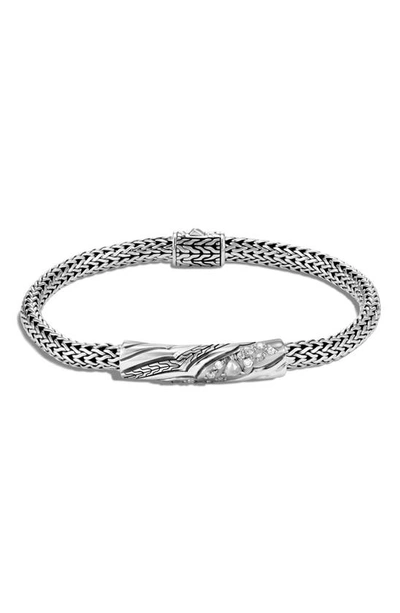John Hardy Sterling Silver White & Gray Diamond Extra-small Chain Bracelet In White/silver