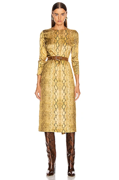 Andamane Beulah Midi Dress In Yellow Snake