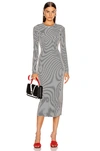 The Range Bound Striped Midi Dress In Black & White