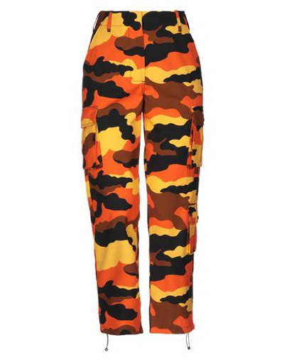 OFF-WHITE OFF-WHITE WOMAN PANTS ORANGE SIZE 6 COTTON,13373361PK 4