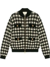 GUCCI HOUNDSTOOTH PATTERN BOMBER JACKET