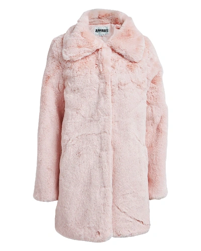 Apparis Alix Faux Fur Coat In Blush