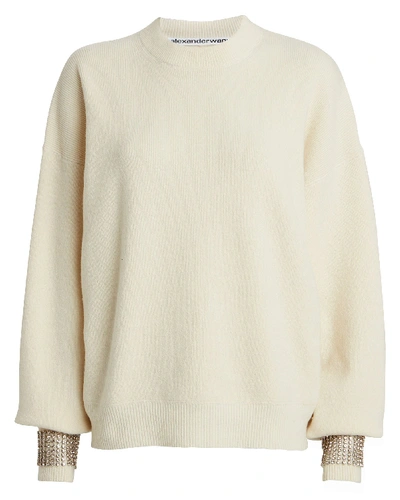 Alexander Wang Embellished Boiled Wool-blend Sweater In Ivory