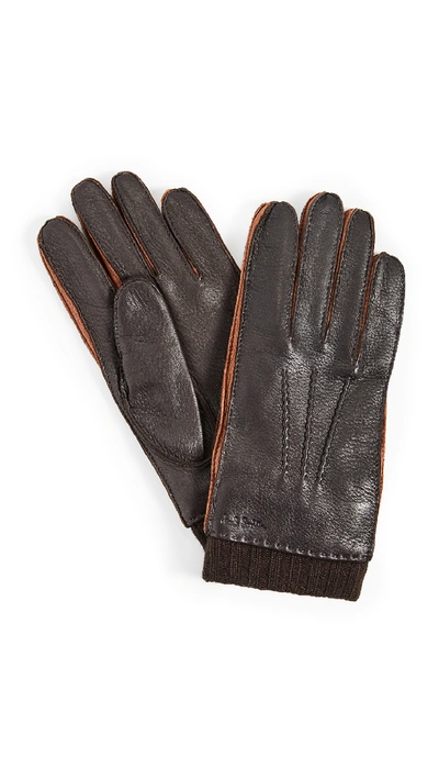 Paul Smith Deerskin Gloves In Brown