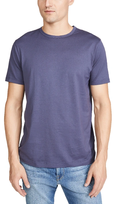 Sunspel Short Sleeve Classic Crew Neck T-shirt In Plum