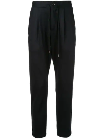 Attachment Elastic Drawstring Waist Tapered Pants In Black