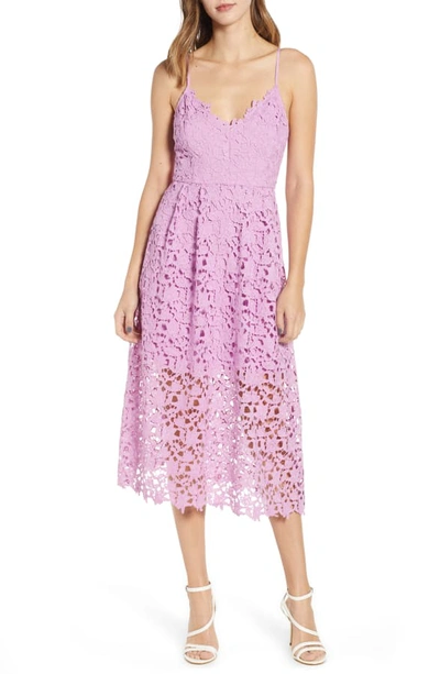 Astr Lace Midi Dress In Light Orchid