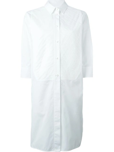 Maison Margiela 斜纹百褶衬衫连衣裙 In White