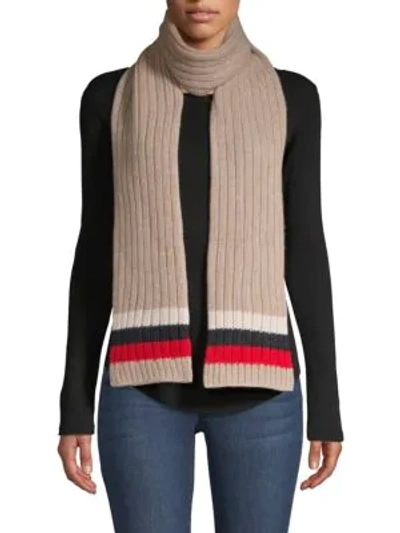 Carolyn Rowan Striped Cashmere Scarf In Brown