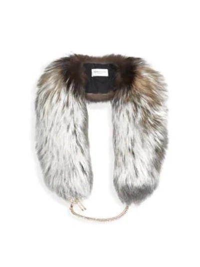 Demarson Eva Metallic-treated Fox Fur Stole In Silver