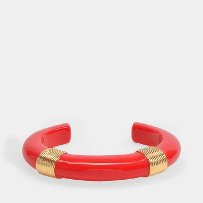 Aurelie Bidermann Katt Bracelet In Gold-plated Brass And Red Bakelite
