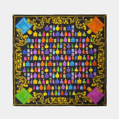 Versace Perfumes 90x90 Printed Scarf In Multicolored Silk