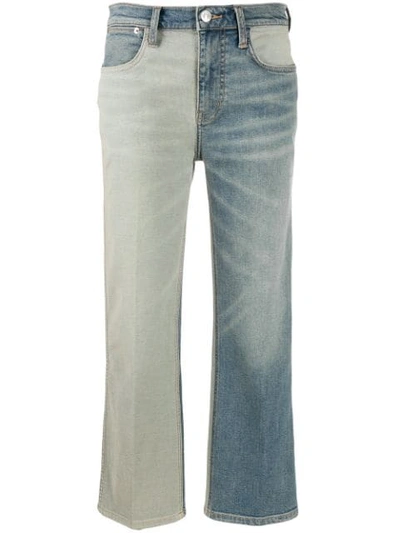 Current Elliott Current/elliott The Vanessa Two-tone Cropped Straight-leg Jeans In Two Faces In Blue
