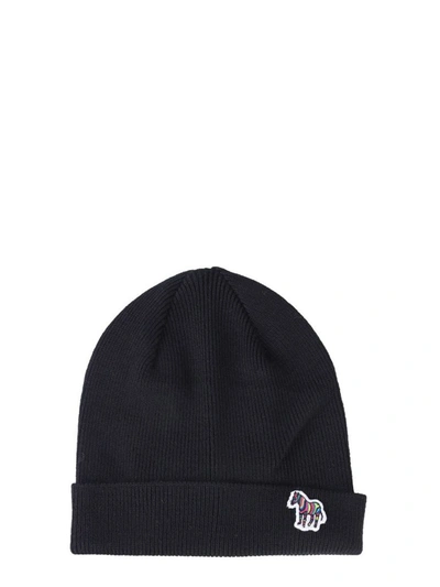 Ps By Paul Smith Ps Paul Smith Zebra Logo Beanie In Black