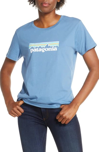 Patagonia P-6 Logo Tee In Wobl Woolly Blue