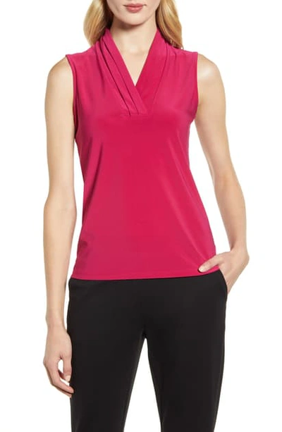 Anne Klein Pleated V-neck Top In Giselle