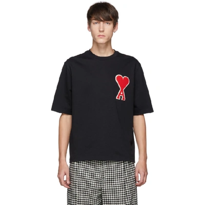 【送料&関税込】Ami Alexandre Mattiussi Logo Patch T-shirt AMI Alexandre Mattiussi Black Oversized Logo Patch T-Shirt