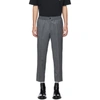AMI ALEXANDRE MATTIUSSI AMI ALEXANDRE MATTIUSSI GREY ELASTICATED WAIST CROPPED TROUSERS