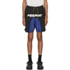 RHUDE BLACK & BLUE LOGO COLORBLOCK SHORTS