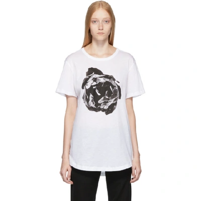 Ann Demeulemeester Floral Print T-shirt In White/black