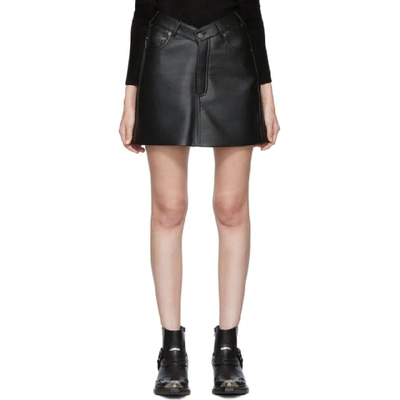 Balenciaga V-waist Grained-leather Mini Skirt In Black