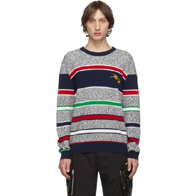 Kenzo Jumping Tiger Crest Crew Neck Jumper In Pale Grey