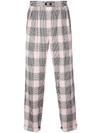 JULIEN DAVID PINK AND BLACK CHECK PRINT PANTS,PMF-1906