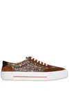 BURBERRY SUEDE DETAIL MONOGRAM STRIPE SNEAKERS