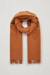 Cos Wool-cashmere Scarf In Orange