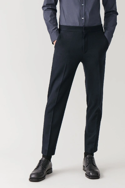 Cos Straight-leg Wool-cashmere Trousers In Blue