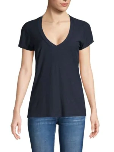 James Perse V-neck Cotton-blend Tee In Deep