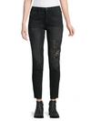 DRIFTWOOD JACKIE FLORAL EMBROIDERED RAW EDGE SKINNY JEANS,0400011502470