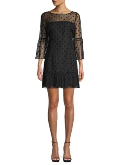 Bb Dakota Dot-print Mesh A-line Dress In Black