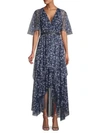 BCBGMAXAZRIA Printed & Belted High-Low Dress