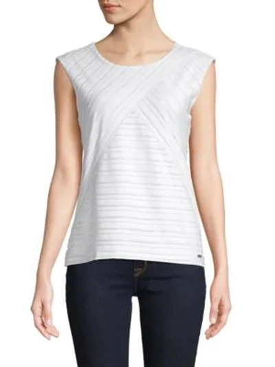 Calvin Klein Collection Striped Sleeveless Top In Soft White