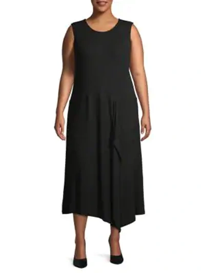 Calvin Klein Collection Plus Ruffle Shift Dress In Black