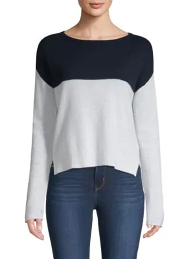 Atm Anthony Thomas Melillo Cashmere Colorblocked Sweater In Navy Chalk