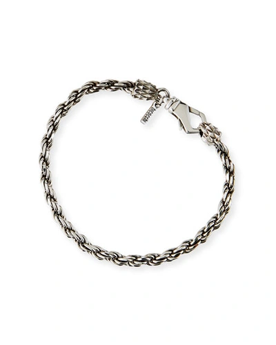 Emanuele Bicocchi Men's Thin French Rope Chain Bracelet, Silver