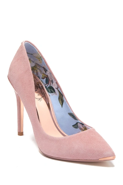 Ted Baker Kawaa Pointed Toe Suede Pump In Light Pink