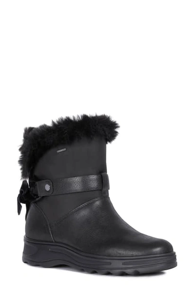 Geox Hosmos Abx Waterproof Faux Fur Trim Boot In Black Leather | ModeSens