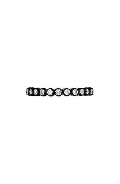 Sethi Couture Bezel Set Diamond Stacking Ring In White Gold/ Black Diamond
