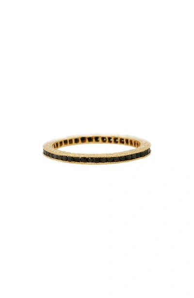 Sethi Couture Channel Set Diamond Ring In Yellow Gold/ Black Diamond