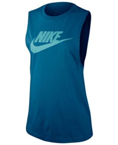 Nike Sportswear Essential Cotton Logo Tank Top In Green Abyss